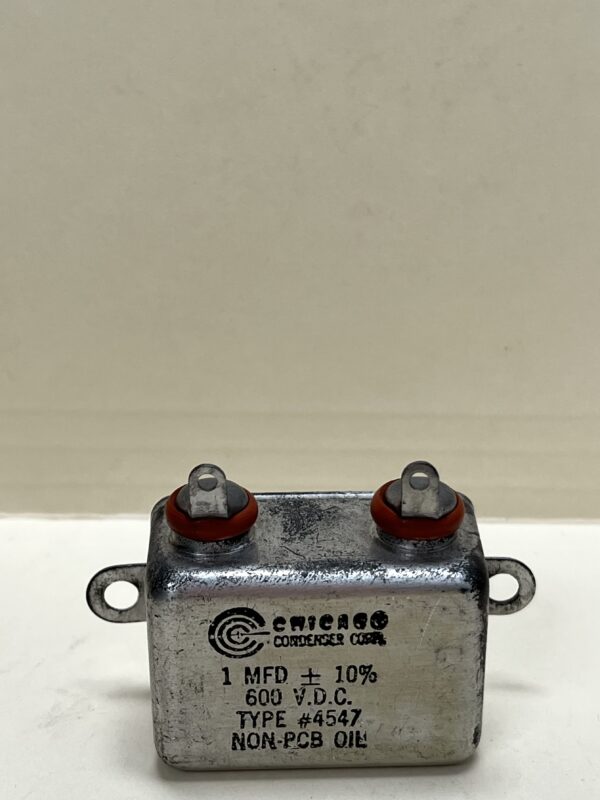 High Voltage Capacitor 1 MFD 600 VDC P/N 4547 Chicago Condenser Corp
