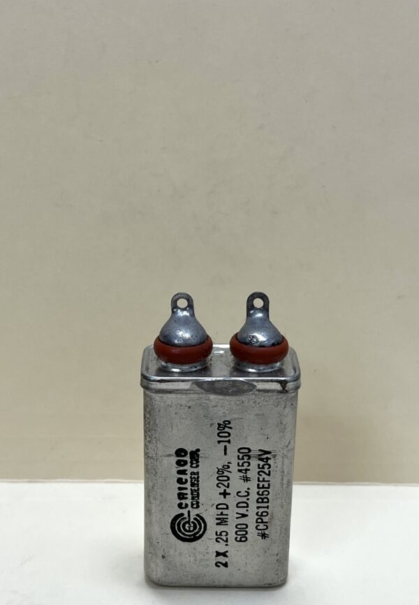CP61B5EF254V High Voltage Capacitor 2 x .25 MFD 600 VDC P/N 4550 Chicago Condenser Corp