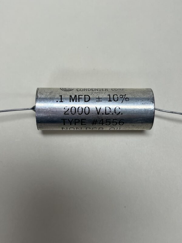 High Voltage Capacitor .1 MFD 2000 VDC P/N 4556 Chicago Condenser Corp