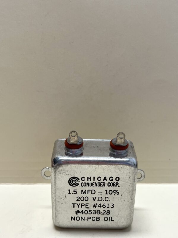 40538-28 High Voltage Capacitor 1.5 MFD 200 VDC P/N 4613 Chicago Condenser Corp