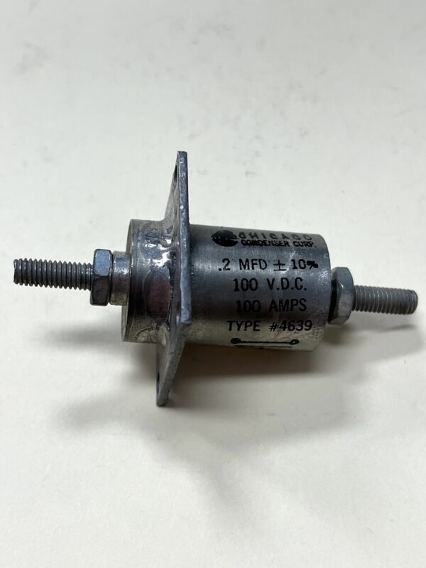 Feed Through Capacitor .2 MFD 100 VDC 100 AMPS P/N 4639 Chicago Condenser Corp