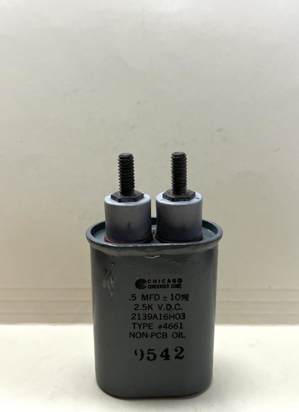 2139A16H03 High Voltage Capacitor .5 MFD 2500 VDC P/N 4661 Chicago Condenser Corp