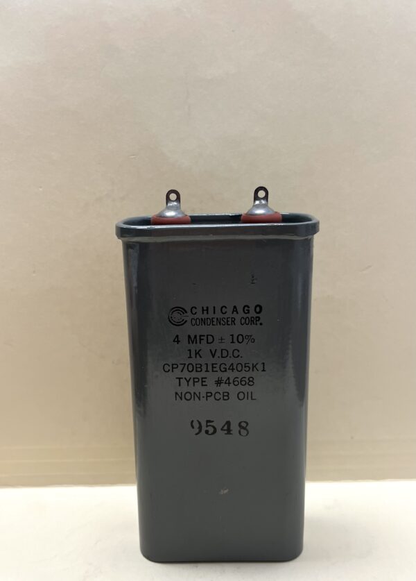High Voltage Capacitor 4 MFD 1000 VDC P/N 4668 Chicago Condenser Corp