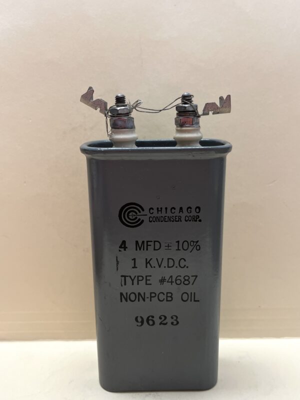 High Voltage Capacitor 4 MFD 1000 VDC P/N 4687 Chicago Condenser Corp