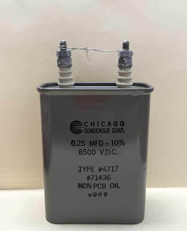 High Voltage Capacitor 0.25 MFD 8500 VDC P/N 4717 Chicago Condenser Corp