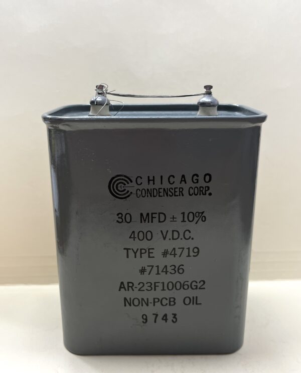 AR-23F1006G2 High Voltage Capacitor 30 MFD 400 VDC P/N 4719 Chicago Condenser Corp