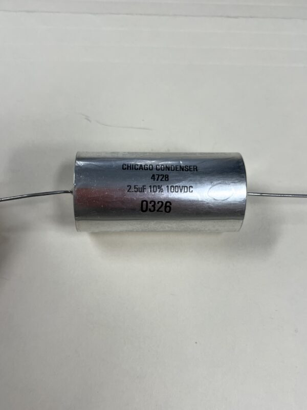 High Voltage Capacitor 2.5 uF 100 VDC P/N 4728 Chicago Condenser Corp