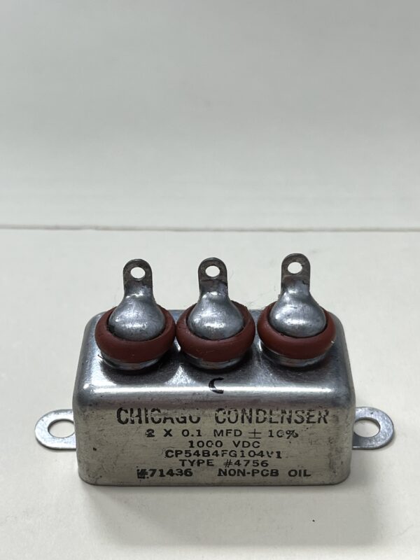 CP54B4FG104V1 High Voltage Capacitor 2 x 0.1 MFD 1000 VDC P/N 4756 Chicago Condenser Corp