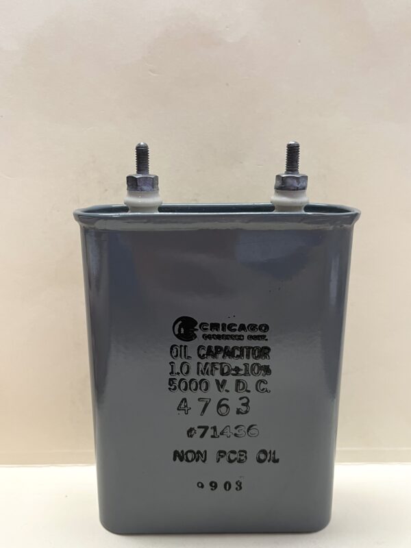 High Voltage Capacitor 1.0 MFD 5000 VDC P/N 4763 Chicago Condenser Corp