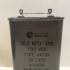 CP-1320 High Voltage Capacitor 16 MFD 750 VDC P/N 4784 Chicago Condenser Corp