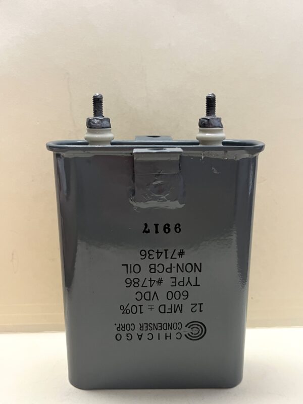 High Voltage Capacitor 12 MFD 600 VDC P/N 4786 Chicago Condenser Corp
