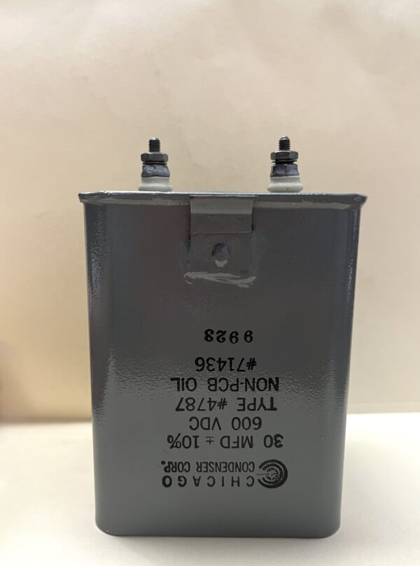 High Voltage Capacitor 30 MFD 600 VDC P/N 4787 Chicago Condenser Corp - Image 2