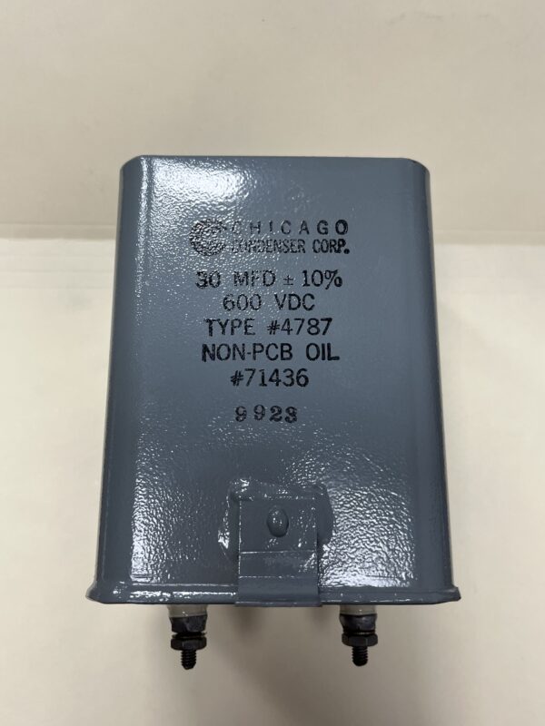 High Voltage Capacitor 30 MFD 600 VDC P/N 4787 Chicago Condenser Corp