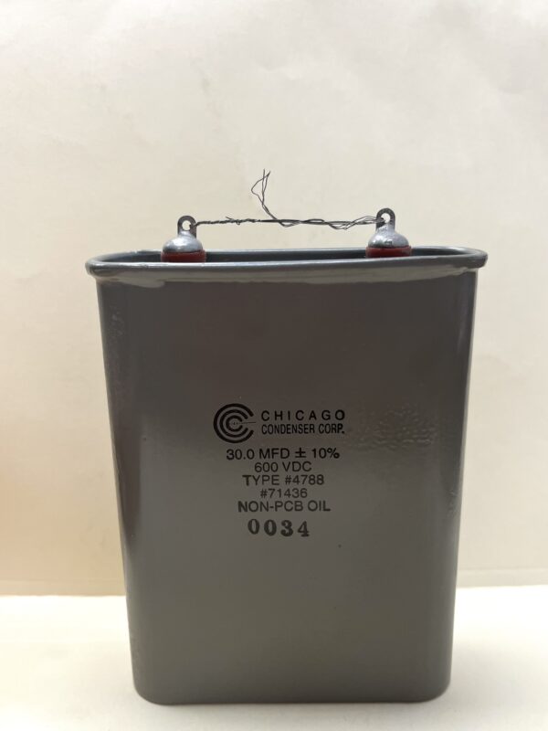 High Voltage Capacitor 30 MFD 600 VDC P/N 4788 Chicago Condenser Corp