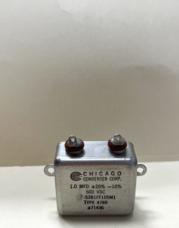 53B1FF105M1 High Voltage Capacitor 1.0 MFD 600 VDC P/N 4789 Chicago Condenser Corp