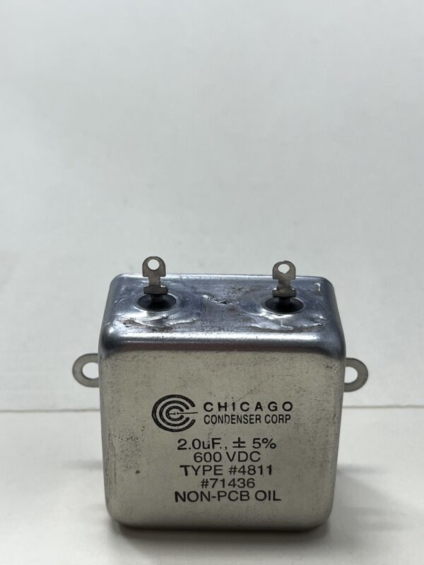 High Voltage Capacitor 2.0 uF 600 VDC P/N 4811 Chicago Condenser Corp