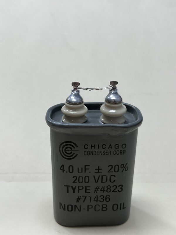 High Voltage Capacitor 4.0 uF 2000 VDC P/N 4823 Chicago Condenser Corp