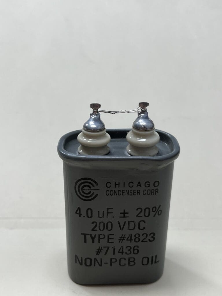 High Voltage Capacitor 4.0 uF 2000 VDC P/N 4823 Chicago Condenser Corp ...