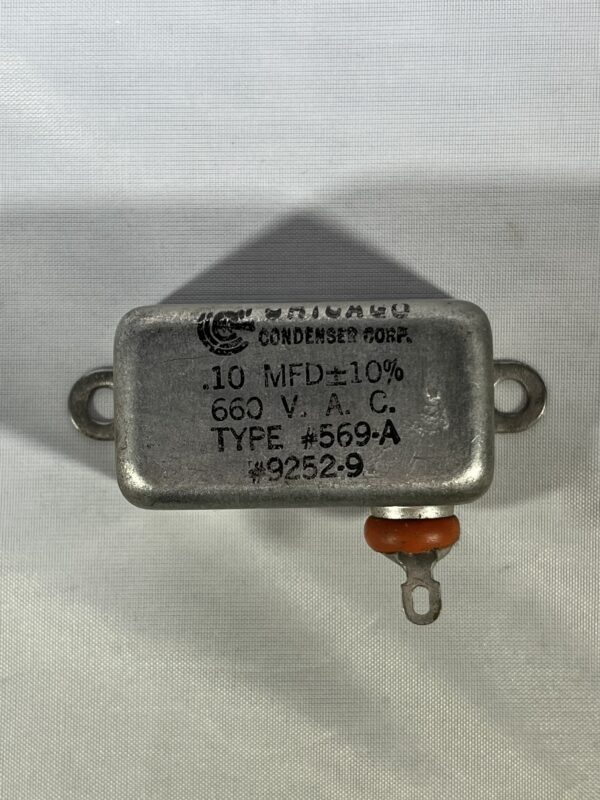 High Voltage Capacitor .10 uF 660 VAC P/N 569-A Chicago Condenser Corp - Image 2