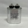 A CBB65-660V155 1.5 uF 660 VAC Capacitor in silver with black terminal connectors on top. The label displays: 1.5μF ±5%, 660VAC, -40°C to +85°C, 50-60Hz, Protected 10,000 AFC, Non PCB, RoHS.