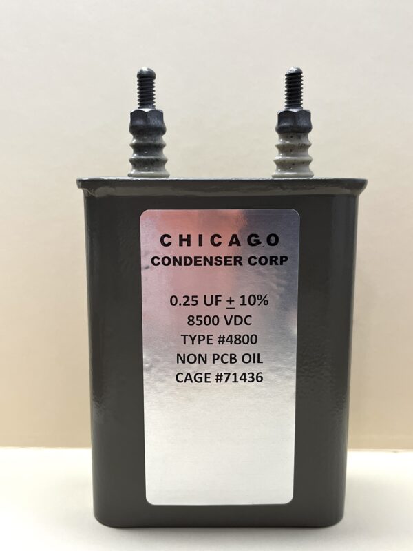 High Voltage Capacitor 0.25 uF 8500 VDC P/N 4800 Chicago Condenser Corp