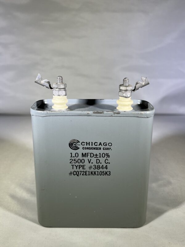 High Voltage Capacitor 1.0 MFD 2500 VDC P/N 3844 Chicago Condenser Corp