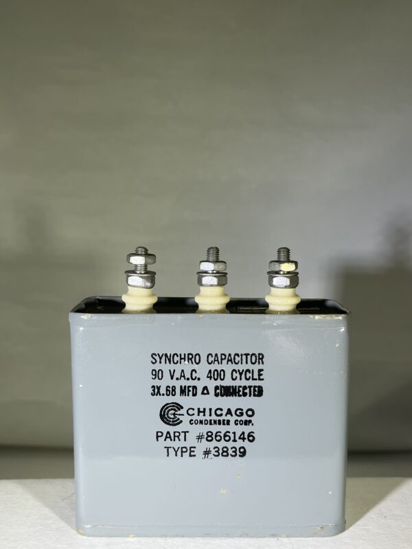 3839 High Voltage Capacitor 3 x .68 MFD 90 VAC P/N 3839 Chicago Condenser Corp