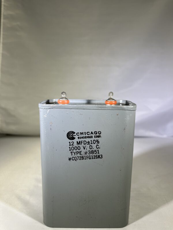 CQ72B1FG126K3 High Voltage Capacitor 12 MFD 1000 VDC P/N 3851 Chicago Condenser Corp