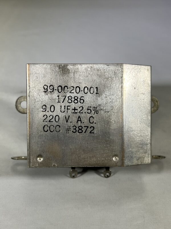 99-0020-001 High Voltage Capacitor 9.0 uF 220 VAC C.C.C 3872 Chicago Condenser Corp
