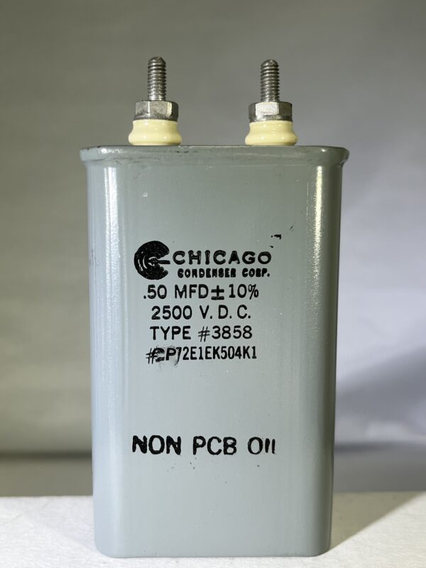 High Voltage Capacitor .50 MFD 2500 VDC P/N 3858 Chicago Condenser Corp