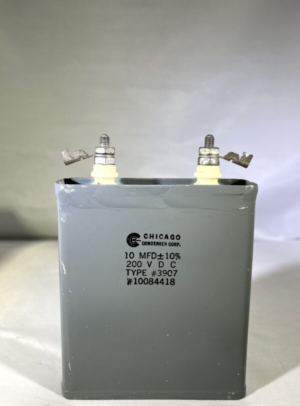 High Voltage Capacitor 10 MFD 200 VDC P/N 3907 Chicago Condenser Corp