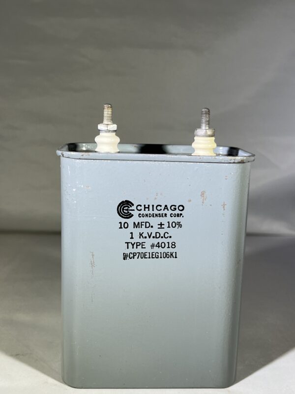 CQ70E1EG106K1 High Voltage Capacitor 10 MFD 1000 VDC P/N 4018 Chicago Condenser Corp