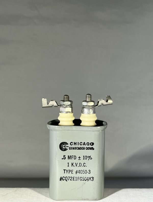 CQ72E1FG504K3 High Voltage Capacitor .5 MFD 1000 VDC P/N 4050-3 Chicago Condenser Corp