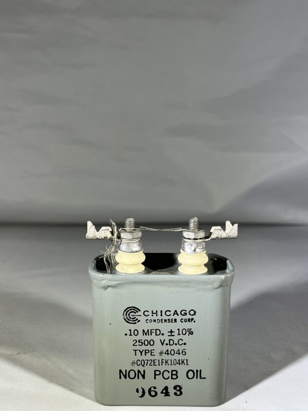 CQ72E1FK104K1 High Voltage Capacitor .10 MFD 2500 VDC P/N 4046 Chicago Condenser Corp