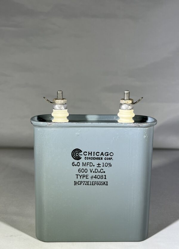 CP72E1EF605K1 High Voltage Capacitor 6.0 MFD 600 VDC P/N 4081 Chicago Condenser Corp