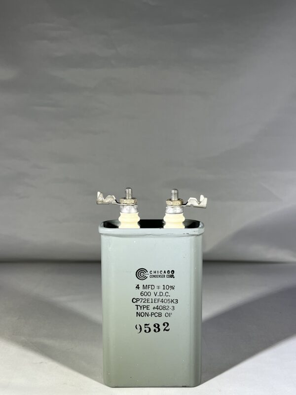 CP72E1EF405K3 High Voltage Capacitor 4 MFD 600 VDC P/N 4082-3 Chicago Condenser Corp