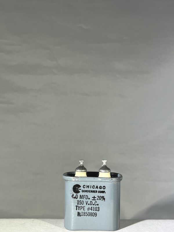 1850809 High Voltage Capacitor 4 MFD 150 VDC P/N 4103 Chicago Condenser Corp