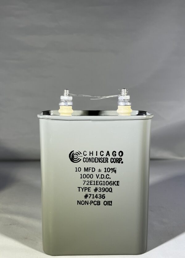 72E1EG106K1 High Voltage Capacitor 10 MFD 1000 VDC P/N 3900 Chicago Condenser Corp
