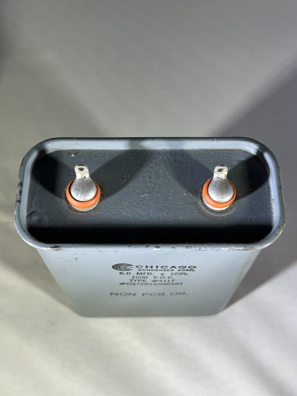 CQ72B1GH605K1 High Voltage Capacitor 6 MFD 1500 VDC P/N 4117 Chicago Condenser Corp - Image 2