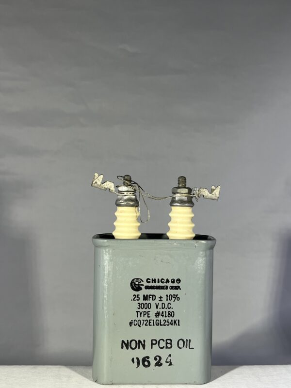 High Voltage Capacitor .25 MFD 3000 VDC P/N 4180 Chicago Condenser Corp