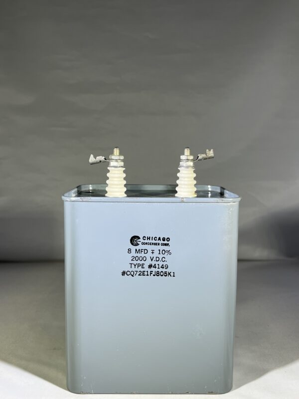 CQ72E1FJ805K1 High Voltage Capacitor 8 MFD 2000 VDC P/N 4149 Chicago Condenser Corp 5910-01-134-3382