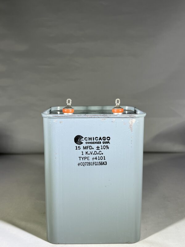 CQ72B1FG156K3 High Voltage Capacitor 15 MFD 1000 VDC P/N 4101 Chicago Condenser Corp