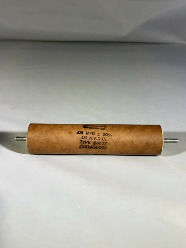 231464-004 High Voltage Capacitor .03 MFD 10000 VDC P/N 4207 Chicago Condenser Corp