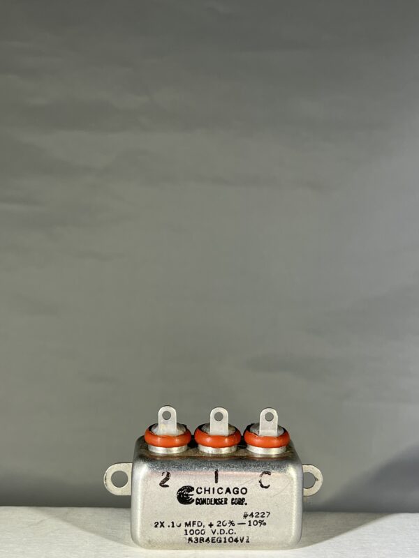 53B4EG104V1 High Voltage Capacitor 2 x .10 MFD 1000 VDC P/N 4227 Chicago Condenser Corp