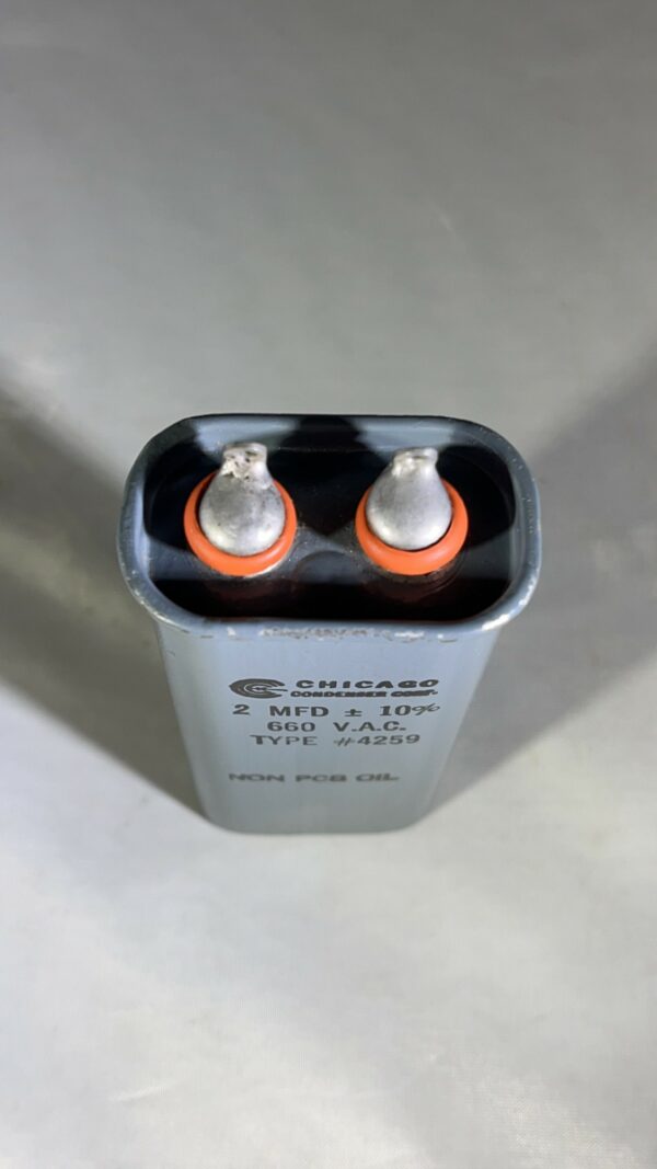 High Voltage Capacitor 2 MFD 660 VAC P/N 4259 Chicago Condenser Corp - Image 2