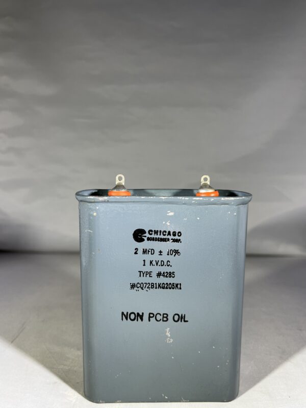CQ72B1KG205K1 High Voltage Capacitor 2 MFD 1000 VDC P/N 4285 Chicago Condenser Corp