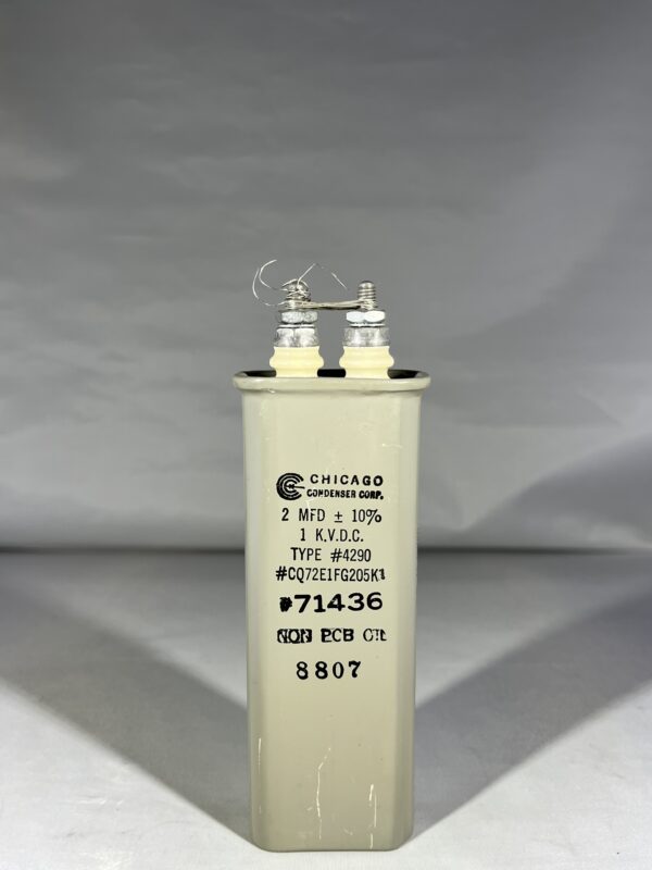 CQ72E1FG205K1 High Voltage Capacitor 2 MFD 1000 VDC P/N 4290 Chicago Condenser Corp