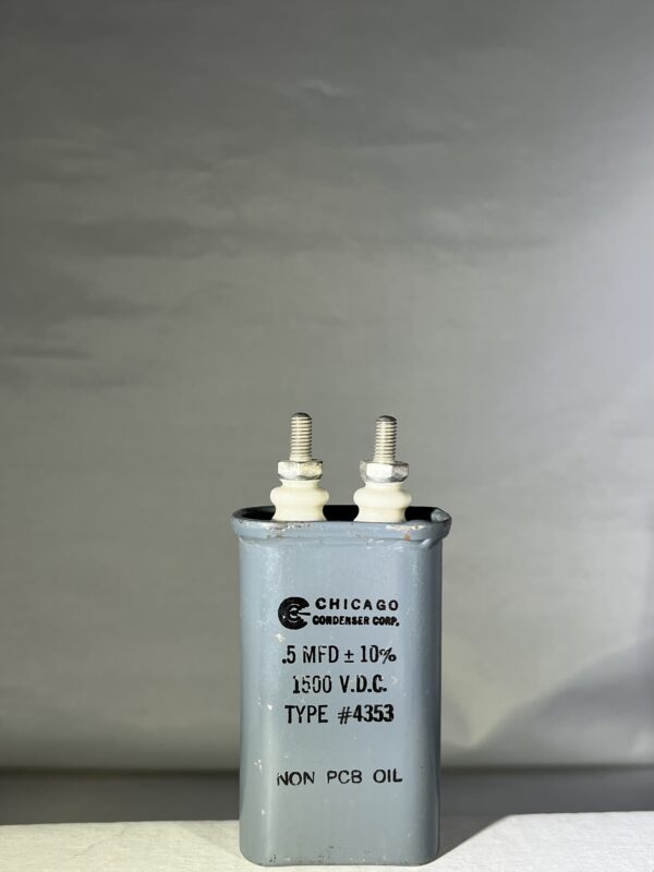 High Voltage Capacitor .5 MFD 1500 VDC P/N 4353 Chicago Condenser Corp