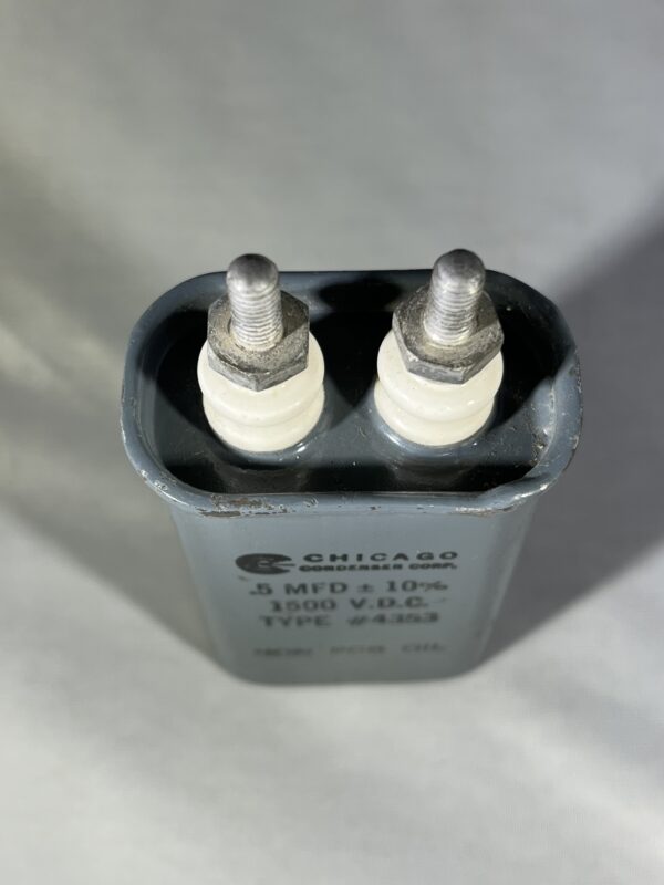 High Voltage Capacitor .5 MFD 1500 VDC P/N 4353 Chicago Condenser Corp - Image 2