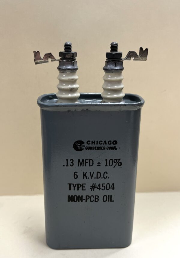 High Voltage Capacitor .13 MFD 6000 VDC P/N 4504 Chicago Condenser Corp